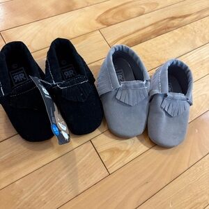 Romirus Baby Moccasins Grey and Black 12-18 months shoes size 3